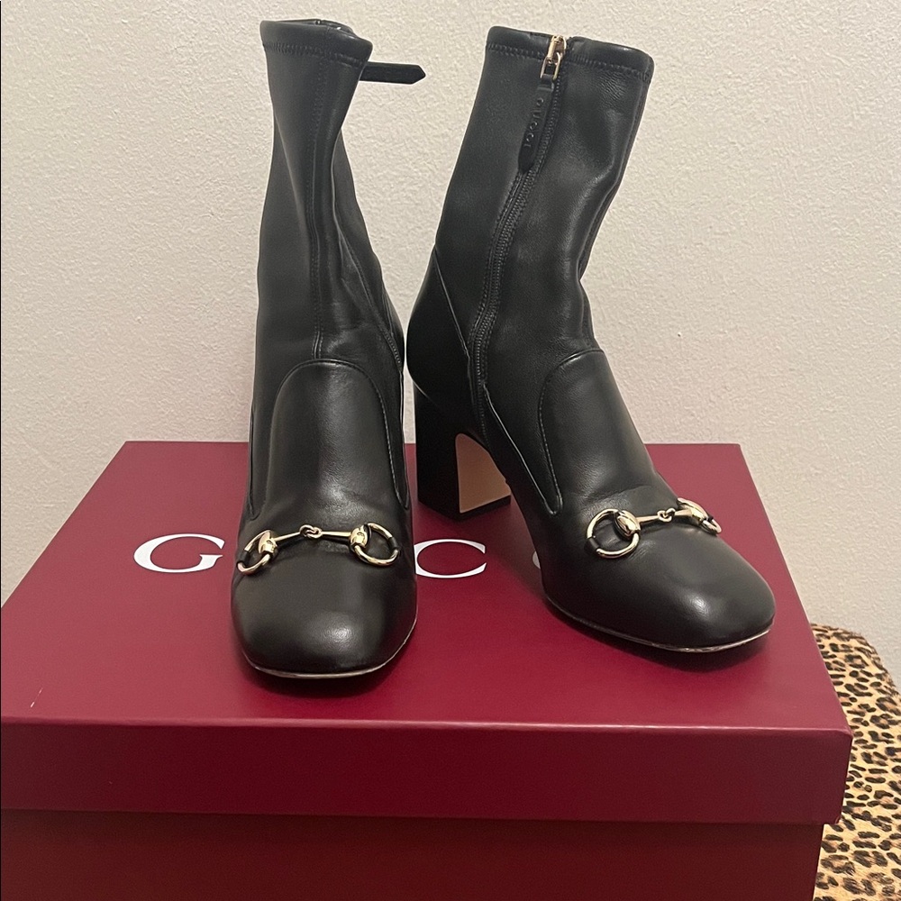 Gucci Horsebit Leather Ankle Bootie